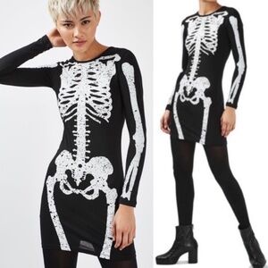 Topshop Black and White Skeleton Mini Dress
